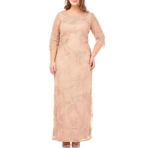JS Collection Nude Beaded Embellished Sheer‎ Illusion Gown 10 NWT Wedding Pearls